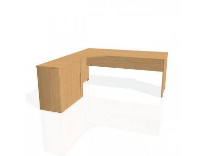 Pracovný stôl Gate, ergo, pravý, 180x75,5x200 cm, buk/buk