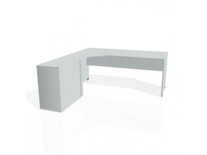 Pracovný stôl Gate, ergo, pravý, 180x75,5x200 cm, sivá/sivá