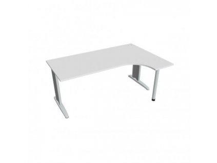 Pracovný stôl Flex, ergo, ľavý, 180x75,5x120 (80x40) cm, biela/kov