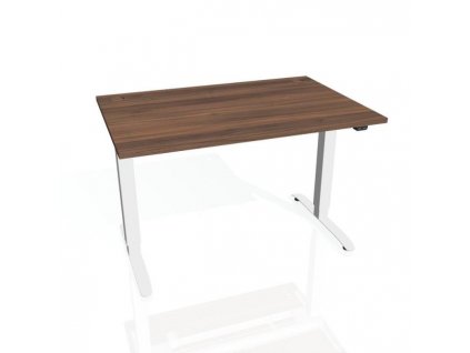 Pracovný stôl Motion, ZO, 3S, 120x61 - 128x80 cm, orech/biela