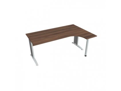 Pracovný stôl Cross, ergo, ľavý, 180x75,5x120 cm, orech/kov