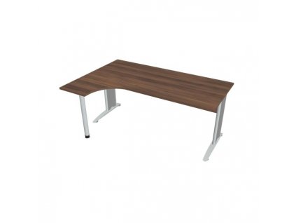 Pracovný stôl Cross, ergo, pravý, 180x75,5x120 cm, orech/kov
