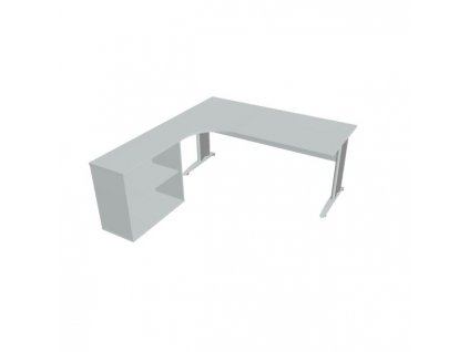 Pracovný stôl Cross, ergo, pravý, 180x75,5x200 cm, sivá/kov