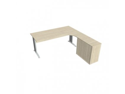 Pracovný stôl Cross, ergo, ľavý, 180x75,5x200 cm, agát/kov