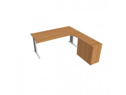 Pracovný stôl Cross, ergo, ľavý, 180x75,5x200 cm, jelša/kov