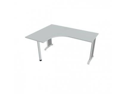 Pracovný stôl Flex, ergo, pravý, 160x75,5x120 (60x60) cm, sivá/kov
