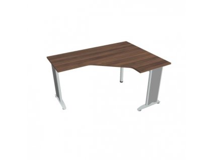 Pracovný stôl Flex, ergo, ľavý, 160x75,5x120 (60x60) cm, orech/kov