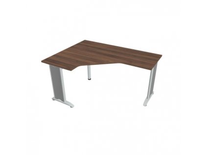 Pracovný stôl Flex, ergo, pravý, 160x75,5x120 (60x60) cm, orech/kov