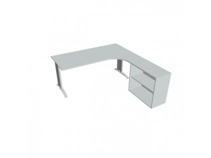 Pracovný stôl Flex, ergo, ľavý, 180x75,5x200,0 (80x40) cm, sivá/kov