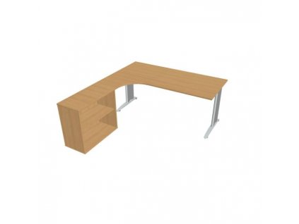 Pracovný stôl Flex, ergo, pravý, 180x75,5x200,0 (40x80) cm, buk/kov