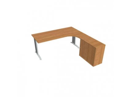 Pracovný stôl Flex, ergo, ľavý, 180x75,5x200,0 (80x40) cm, jelša/kov