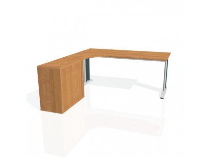 Pracovný stôl Flex, ergo, pravý, 180x75,5x200,0 (40x80) cm, jelša/kov