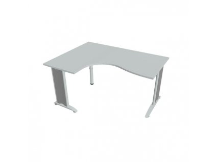 Pracovný stôl Flex, ergo, pravý, 160x75,5x120 (60x80) cm, sivá/kov