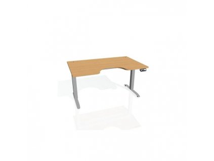 Pracovný stôl Motion Ergo, PO, 2S, 140x70,5-120,5x90 cm, buk/sivá