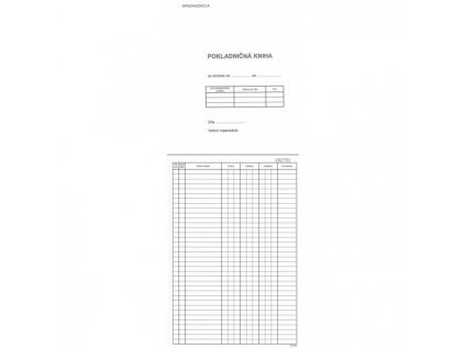 Pokladničná kniha, A4, číslovaná priepisová, 50x2 listy, samoprepis
