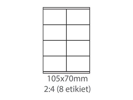 etikety ECODATA Samolepiace 105x70 univerzálne biele 8ks/A4 (100 listov A4/bal.)