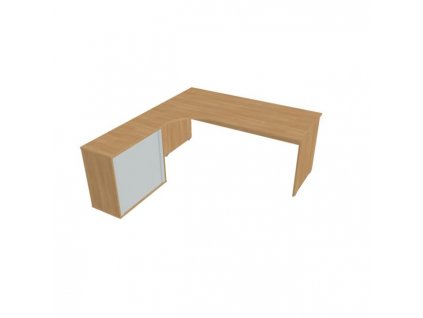 Pracovný stôl Gate, ergo, pravý, 180x75,5x200 cm, dub/dub