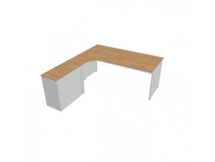 Pracovný stôl Gate, ergo, pravý, 180x75,5x200 cm, dub/sivá