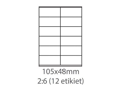 etikety ECODATA Samolepiace 105x48 univerzálne biele 12ks/A4 (100 listov A4/bal.)