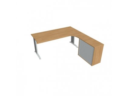 Pracovný stôl Cross, ergo, ľavý, 180x75,5x200 cm, dub/kov