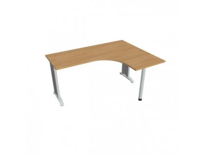 Pracovný stôl Flex, ergo, ľavý, 160x75,5x120 (60x60) cm, dub/kov