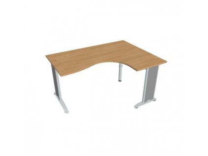 Pracovný stôl Flex, ergo, ľavý, 160x75,5x120 (80x60) cm, dub/kov
