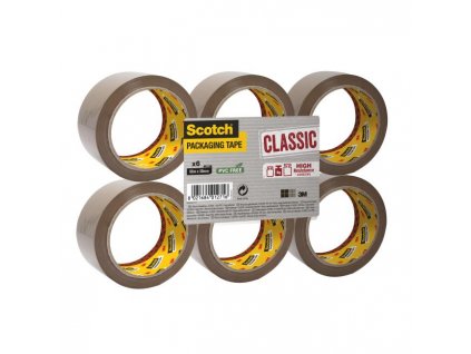 Baliaca páska Scotch , neobsahuje PVC, hnedá, 48mm x 50m, 6 roliek