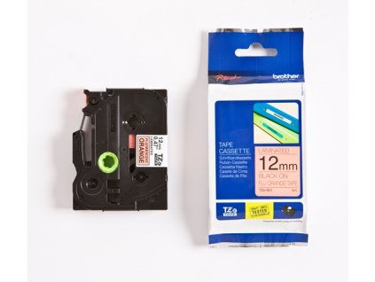 páska BROTHER TZB31 čierne písmo, fluorescenčná oranžová páska Tape (12mm)