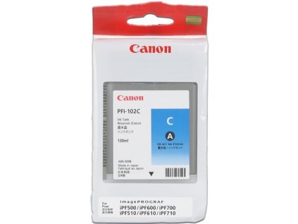 kazeta CANON PFI-102C cyan iPF 500/510/600/605/610/650/655/700/710/720/750/755/760/765, LP 17/24 (130 ml)