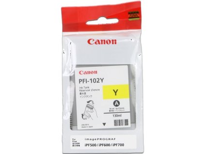 kazeta CANON PFI-102Y yellow iPF 500/510/600/605/610/650/655/700/710/720/750/755/760/765, LP 17/24 (130 ml)