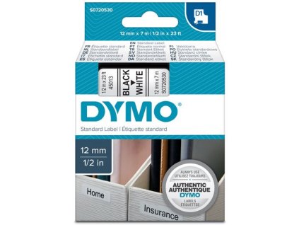 páska DYMO 45013 D1 Black On White Tape (12mm)