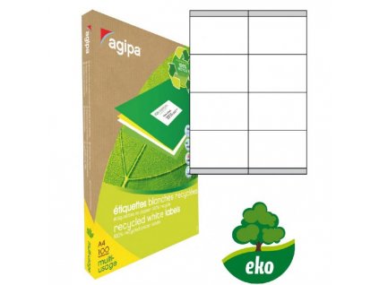 Etikety univerzálne recyklované 105x70mm Agipa A4 100 hárkov