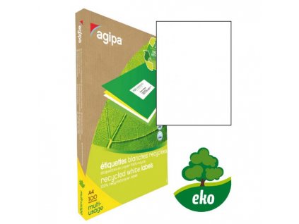 Etikety univerzálne recyklované 210x297mm Agipa A4 100 hárkov