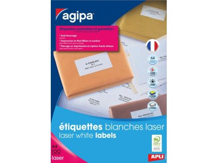 Etikety laser 52,5x29,7mm Agipa A4 100 hárkov