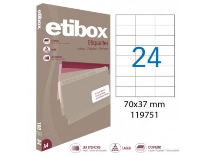 Etikety univerzálne 70x37mm Etibox A4 100 hárkov