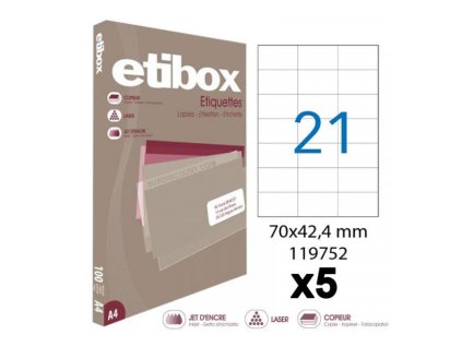 Etikety univerzálne 70x42,4mm Etibox A4 100 hárkov