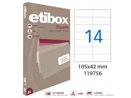 Etikety univerzálne 105x42,4mm Etibox A4 100 hárkov