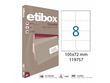 Etikety univerzálne 105x72mm Etibox A4 100 hárkov