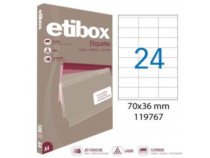 Etikety univerzálne 70x36mm Etibox A4 100 hárkov