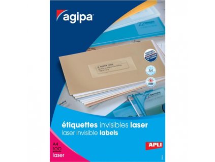 Etikety polyesterové priehľadné 70x37mm Agipa A4 laser 100 hárkov