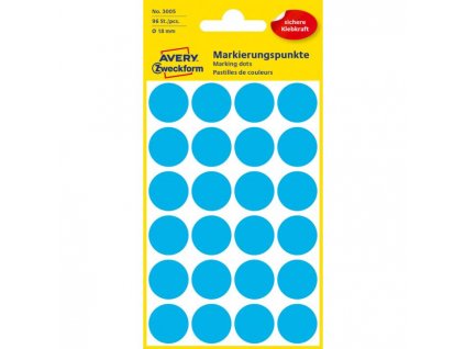 Etikety kruhové 18mm Avery modré