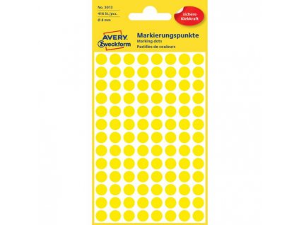 Etikety kruhové 8mm Avery žlté