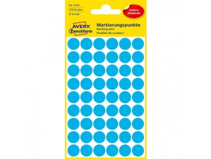 Etikety kruhové 12mm Avery modré