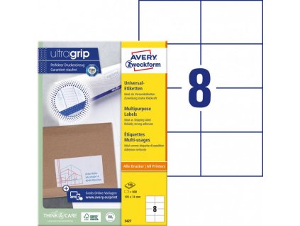 Etikety univerzálne 105x74mm Avery A4 100 hárkov