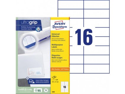 Etikety univerzálne 105x37 mm Avery A4 100 hárkov