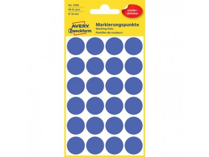 Etikety kruhové 18mm Avery odnímateľné modré