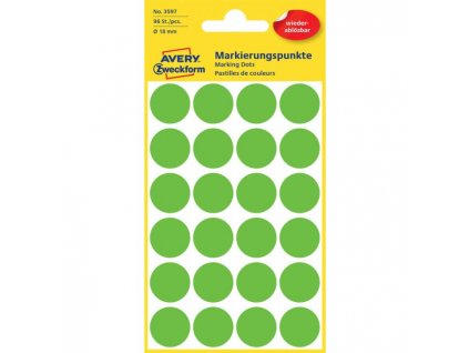 Etikety kruhové 18mm Avery odnímateľné zelené