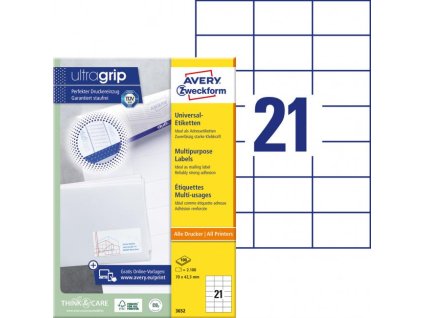 Etikety univerzálne 70x42,3mm Avery A4 100 hárkov