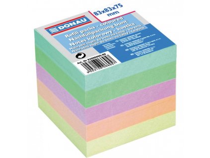 Bloček kocka nelepená, 83x83x75 mm, pastelové farby