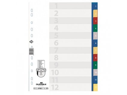 Plastový rozraďovač DURABLE 1-12 farebný